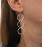 Recycled Sterling Silver Triple Circle Drop Earring with Gold Plated Wire - Image 7
