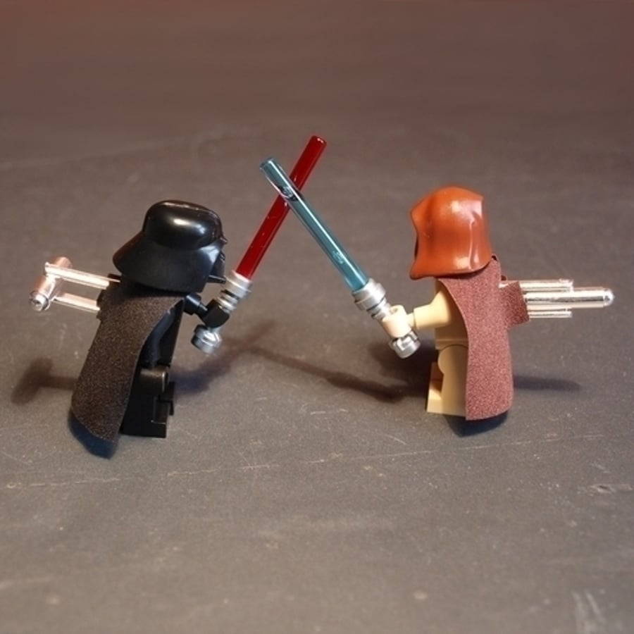 Star Wars  Lego Cufflinks Lego Figures of Obi-Wan and Darth Vader Fight the Batt
