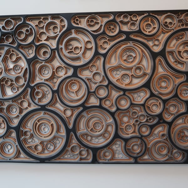 3D Wall art, Multi layered, Laser cut, Wood Carving , Geometric, Contemporary