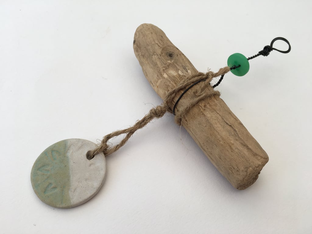 Handmade Driftwood, Loveheart hanger, pottery, gift idea, birthday, home decor