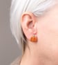 Handmade Polymer Clay Pumpkin Stud Earrings: Autumn Halloween Jewelry - Image 2