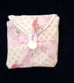 Little patchwork bag, purse or gift pouch, navy blue & pale green or pink - Image 2