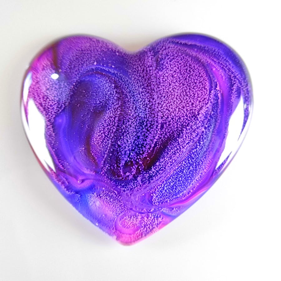 XLarge Fantasy Heart Cabochon in Pink & Purple, hand made cabochon
