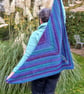 Handmade Crochet Ombre Shawl, Wool Blend - Image 4
