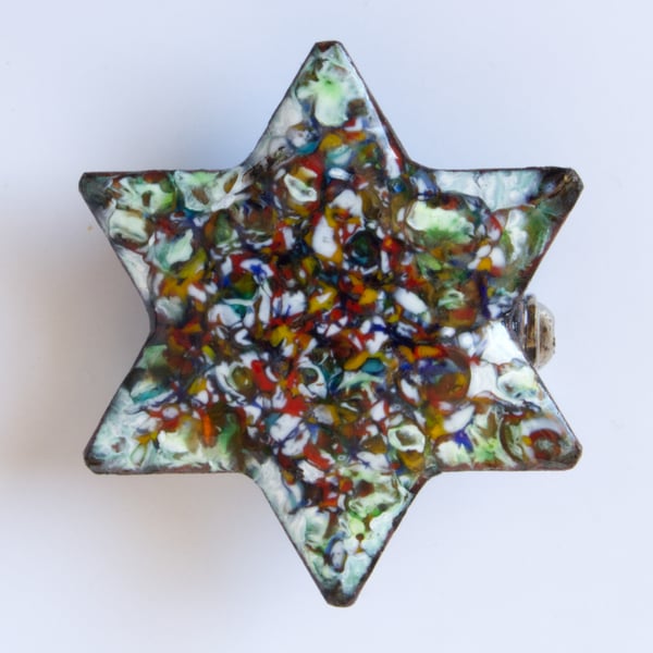 multicolour six point star brooch