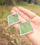 Handmade Stained Glass Dangle Earrings: Green Textured Geometric Jewelry - Image 6