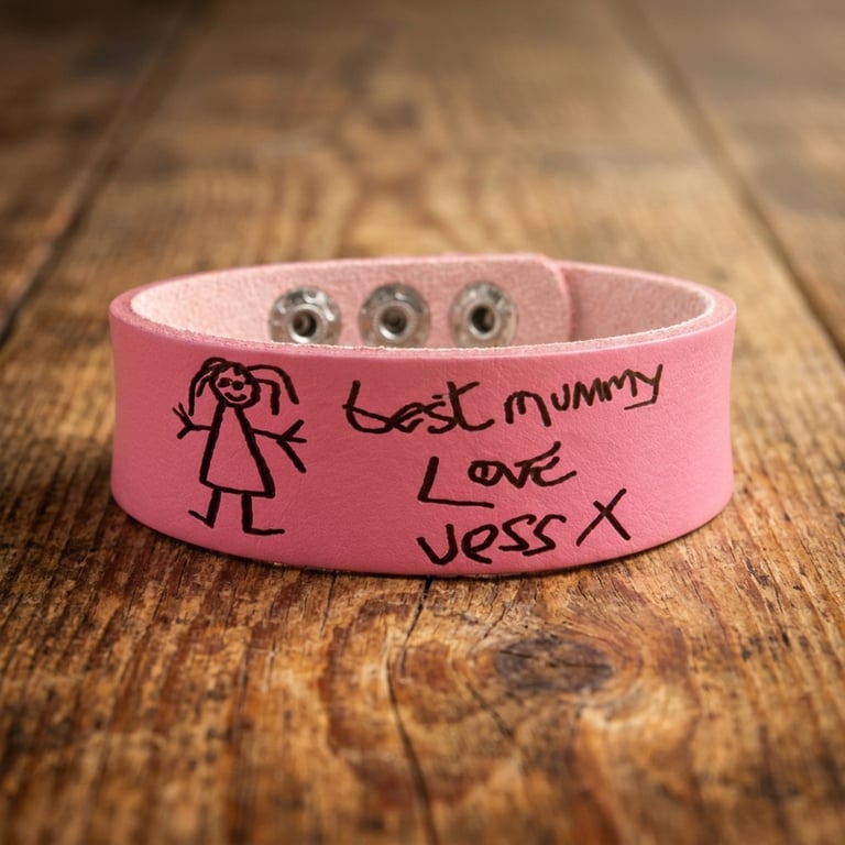 Actual Handwriting Bracelet  - Adjustable Length - Faux Leather - Personalised