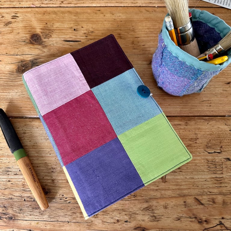 Notebook with a Journal Cover in a Patchwork of Organic Cotton Fabrics