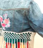 Upcycled denim jacket - tassels and flowers - Image 2