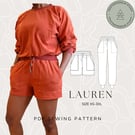 Lauren Sweatpants & Shorts Sewing Pattern - Women's Sizes XS-3XL (PDF Pattern)
