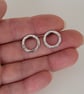 Hammered Silver Circle Stud Earrings - Image 7