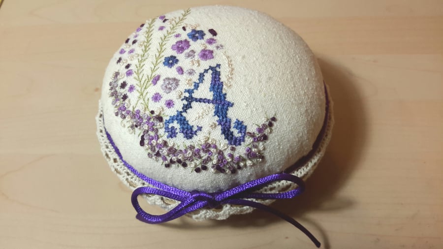 Custom Pin Cushion, Made to Order Personalised Pincushion, Hand Embroidered 