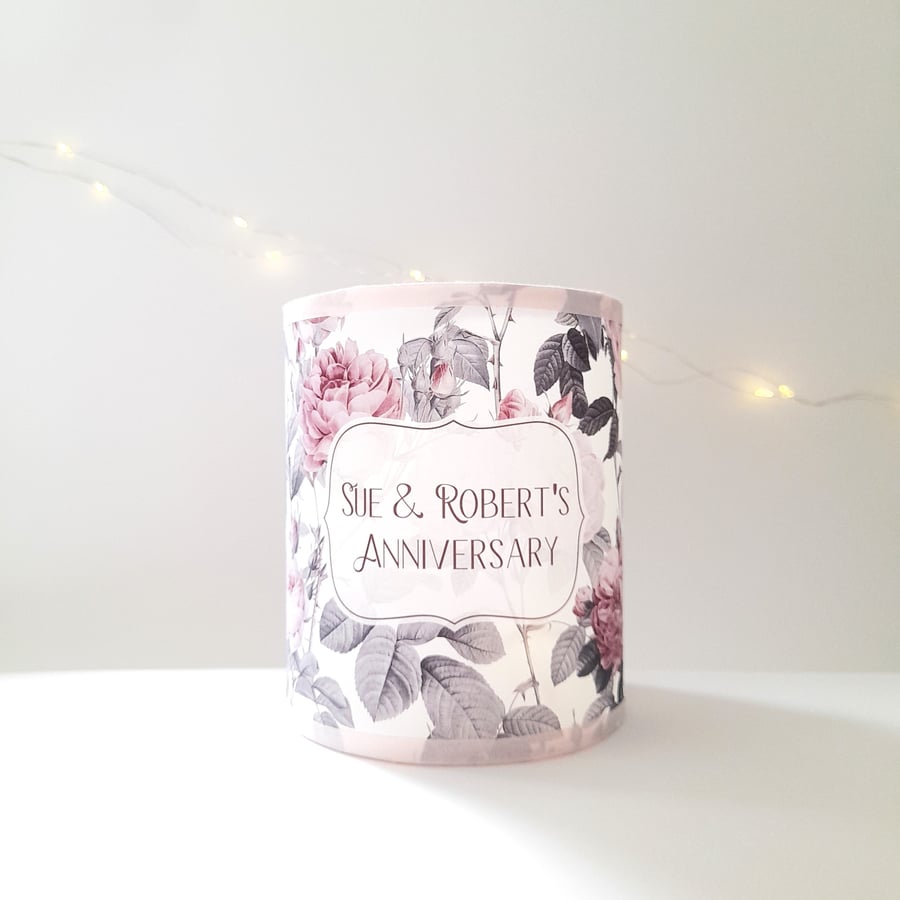 Personalised Anniversary floral decorative lantern,  anniversary decorations