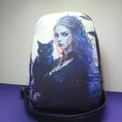 Lady and cat sling backpack