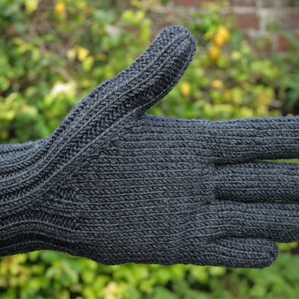 Men's winter gloves, merino wool, black, grey, navy blue, brown