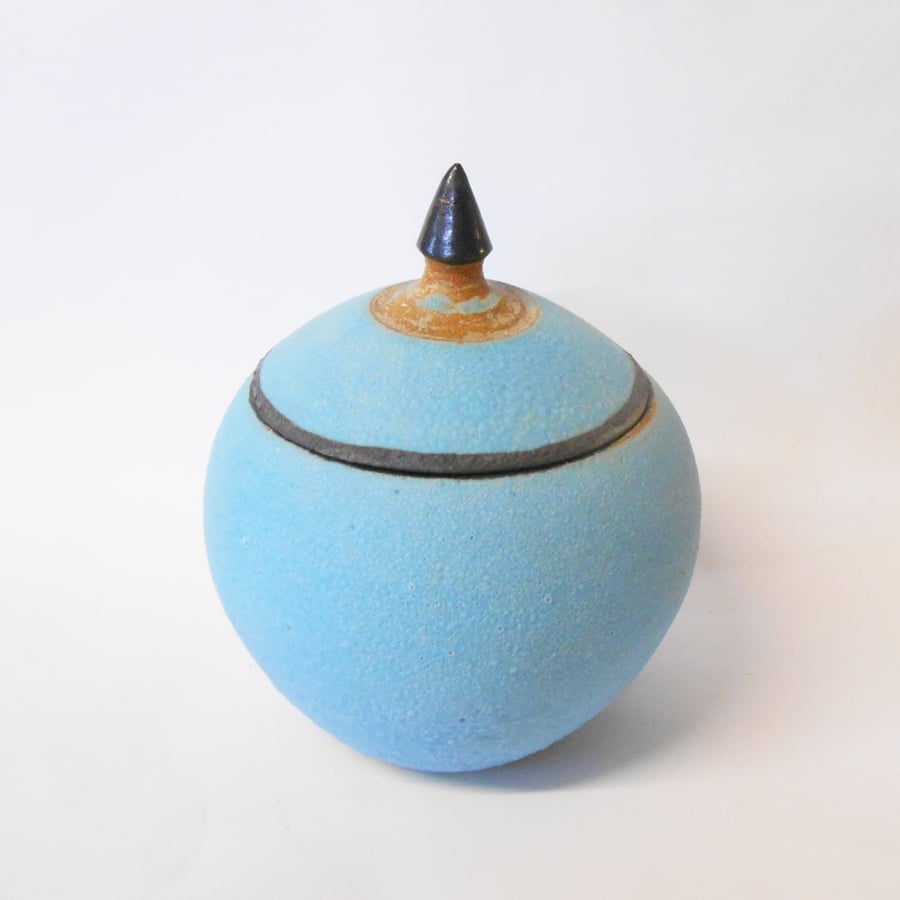 Lidded trinket Pot or Pet Urn Hand made wheel thrown Ceramic.