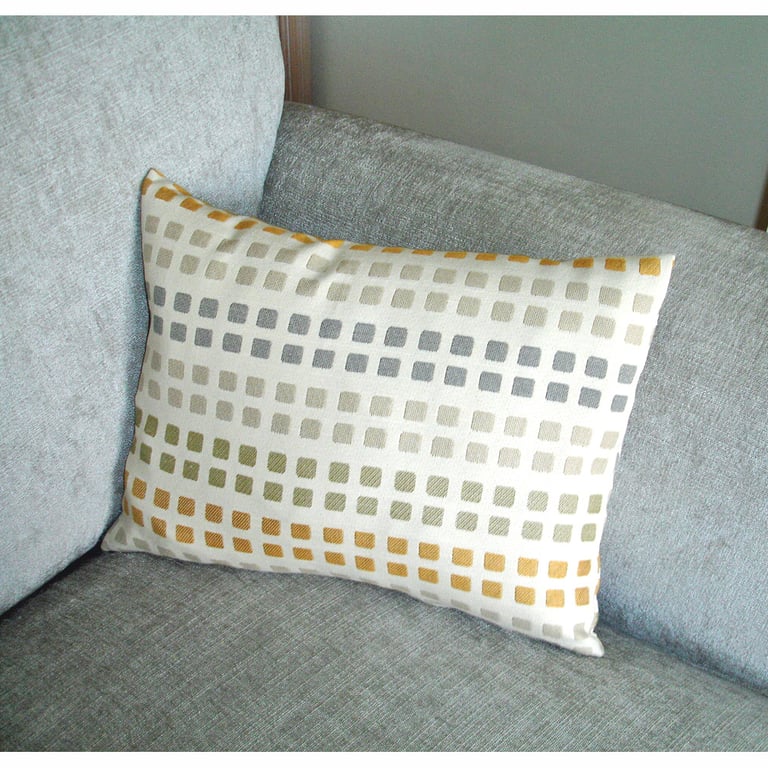16"x 12" Cushion Pillow Cover Ochre Grey Jacquard With Zip Yellow 12x16 Oblong