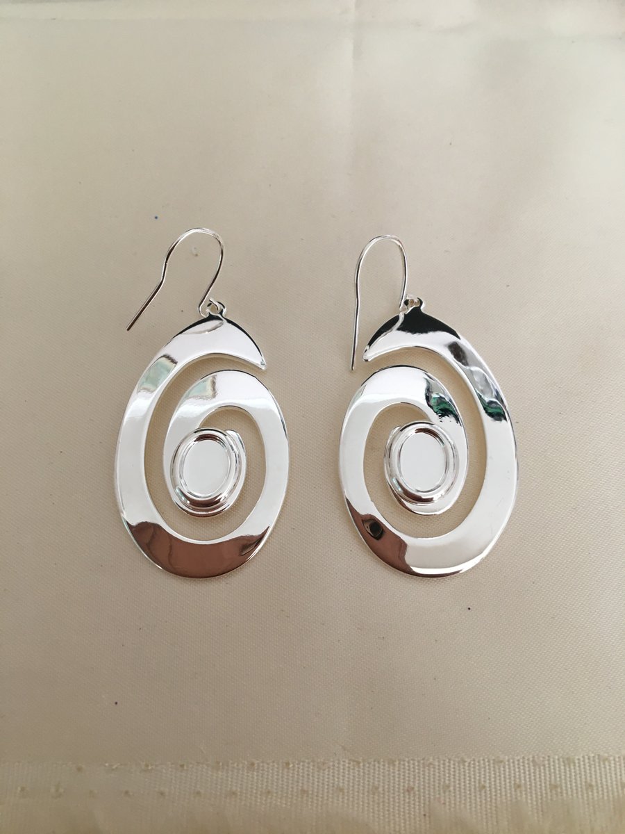 Oval Swirl Dangle Earring Setting - E20