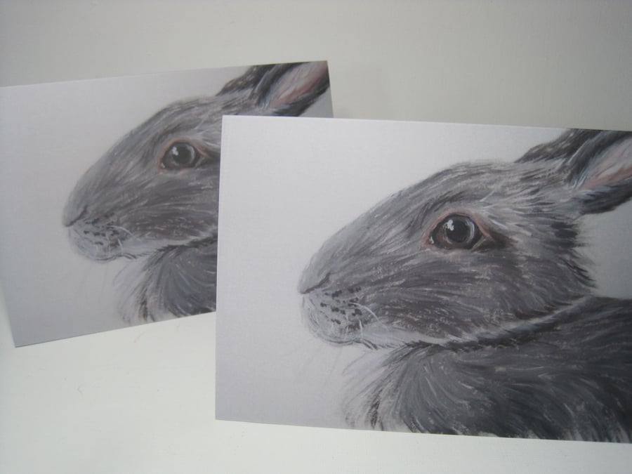 Rabbit  Bunny Picture Blank Greetings Card from original painting
