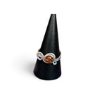 Sterling Silver Cognac Amber Ring  - Size O - Gift Boxed
