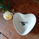 Heart shaped ceramic bee bowl - bee lover gift, rustic home, gardener gift,