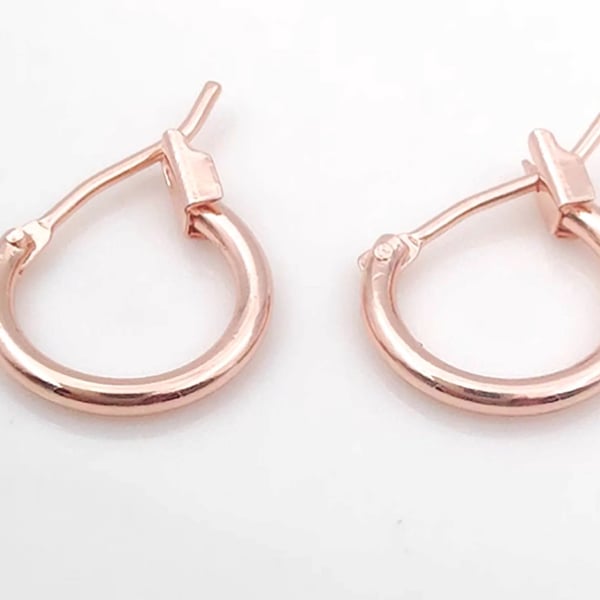 (EK63 rose gold) 10 pcs, 12mm Rose Gold Plated Earrings Hoop Findings 