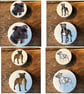 Handmade Staffordshire Bull Terrier pine door knobs wardrobe drawer handles
