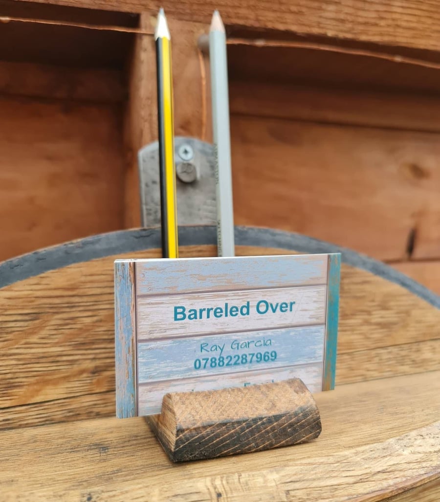 Oak Whisky barrel stave placement card holder