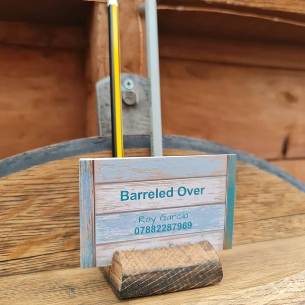 Oak Whisky barrel stave placement card holder