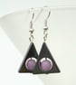 Hematite and lavender jade triangular earrings - Image 2