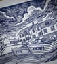 Fishing boats on the slipway - original linocut print A3 - Image 3