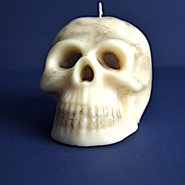 Dark Pumpkin Hand Poured Large Skull Pillar Candle