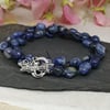 Sodalite wrap bracelet with dragonfly clasp, short necklace