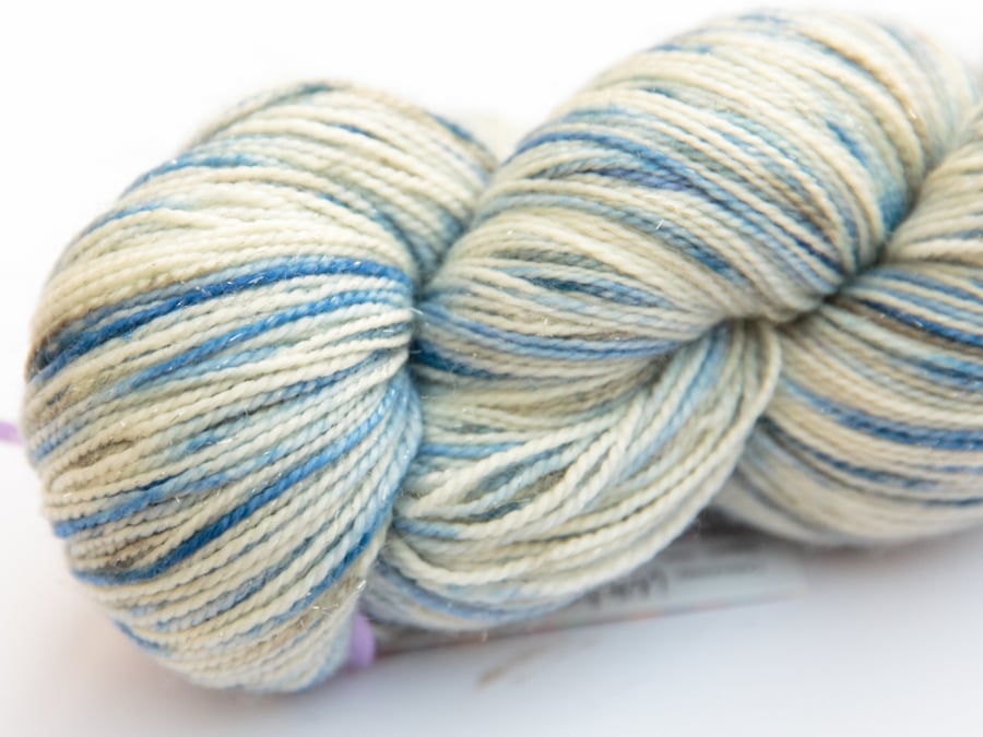 Whiteout  - Silvery Sparkly superwash merino nylon 4 ply yarn