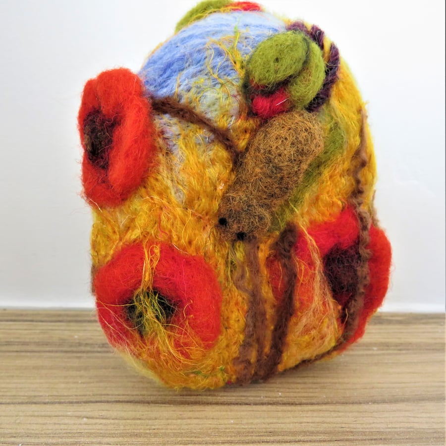 Harvest mouse wool felted sculpture