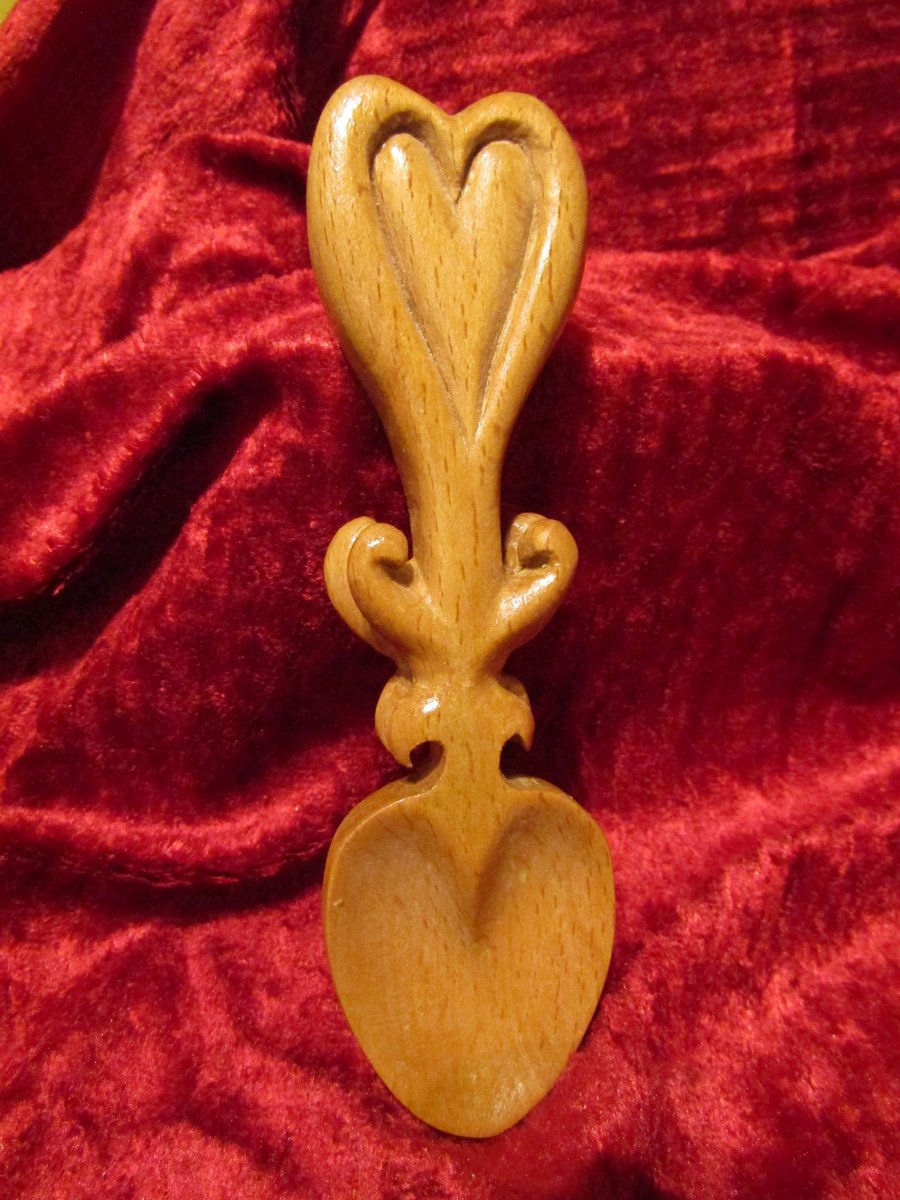 Hand carved, beautiful, unique wedding love spoon gift