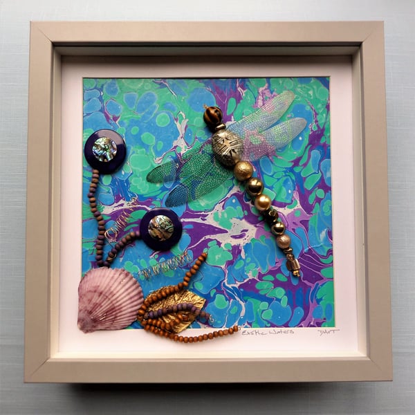 Exotic Waters Beaded Dragonfly Box Frame