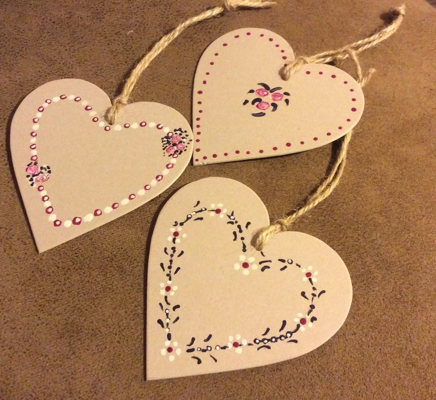 Three Card Heart Gift Tags, Hanging Decorations