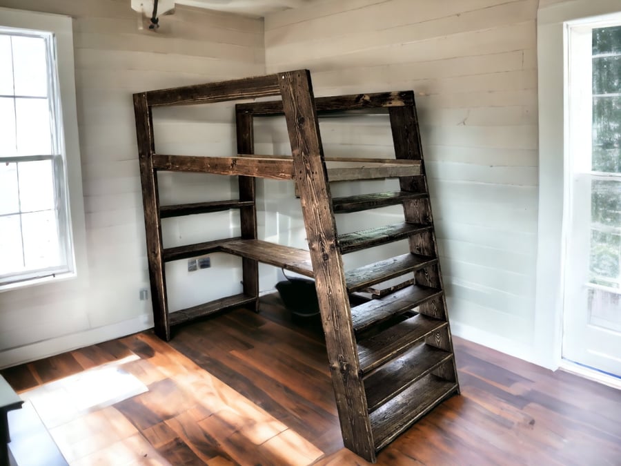 Bespoke Bunk Bed & Desk - Reclaimed Scaffold Board Wood, Sustainably Made THE FR