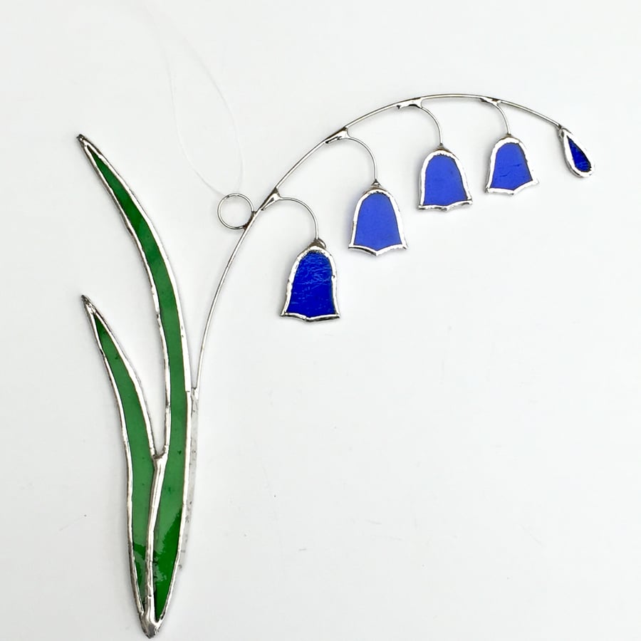 Stained Glass Bluebell Suncatcher - Handmade Hanging Decoration Blue