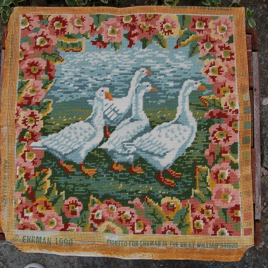 Vintage Ehrman Wool Tapestry.  Reuse in a craft project to make a bag or cushion