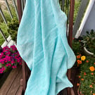 Waffle Linen Towel Aqua Blue 