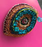 Turquoise Eye shaped recycled brooch - Image 9
