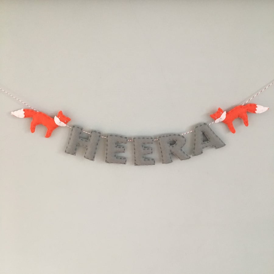Felt Woodland Creature Baby Nursery Name Garland Banner - Made To Order Personal