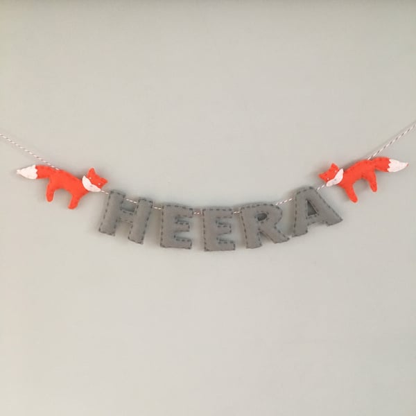 Felt Woodland Creature Baby Nursery Name Garland Banner - Made To Order Personal