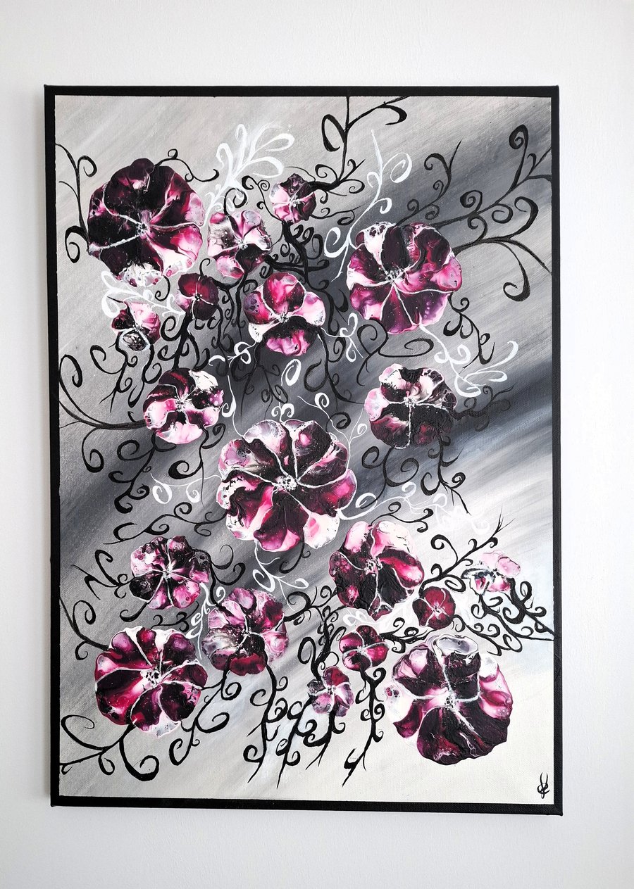 Original Acrylic Painting - Abstract Paintings -"Dreamy Purple" Floral Art