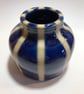 COBALT BLUE AND BUFF STRIPED STONEWARE CERAMIC POT - Image 3