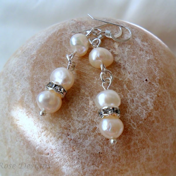 Pearl and diamante earrings
