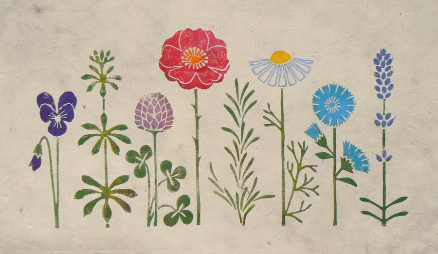 Apothecary's Garden linocut print