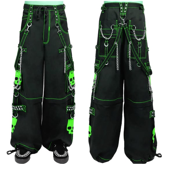 Customize HANDMADE Green Super Skull Gothic Cyber Chain punk trouser pant short